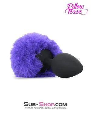 0667E      Purple Puff Bunny Butt Medium Black Silicone Tail Butt Plug - LAST CHANCE - Final Closeout!