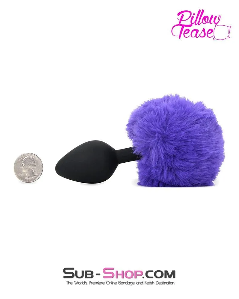 0667E      Purple Puff Bunny Butt Medium Black Silicone Tail Butt Plug - LAST CHANCE - Final Closeout!