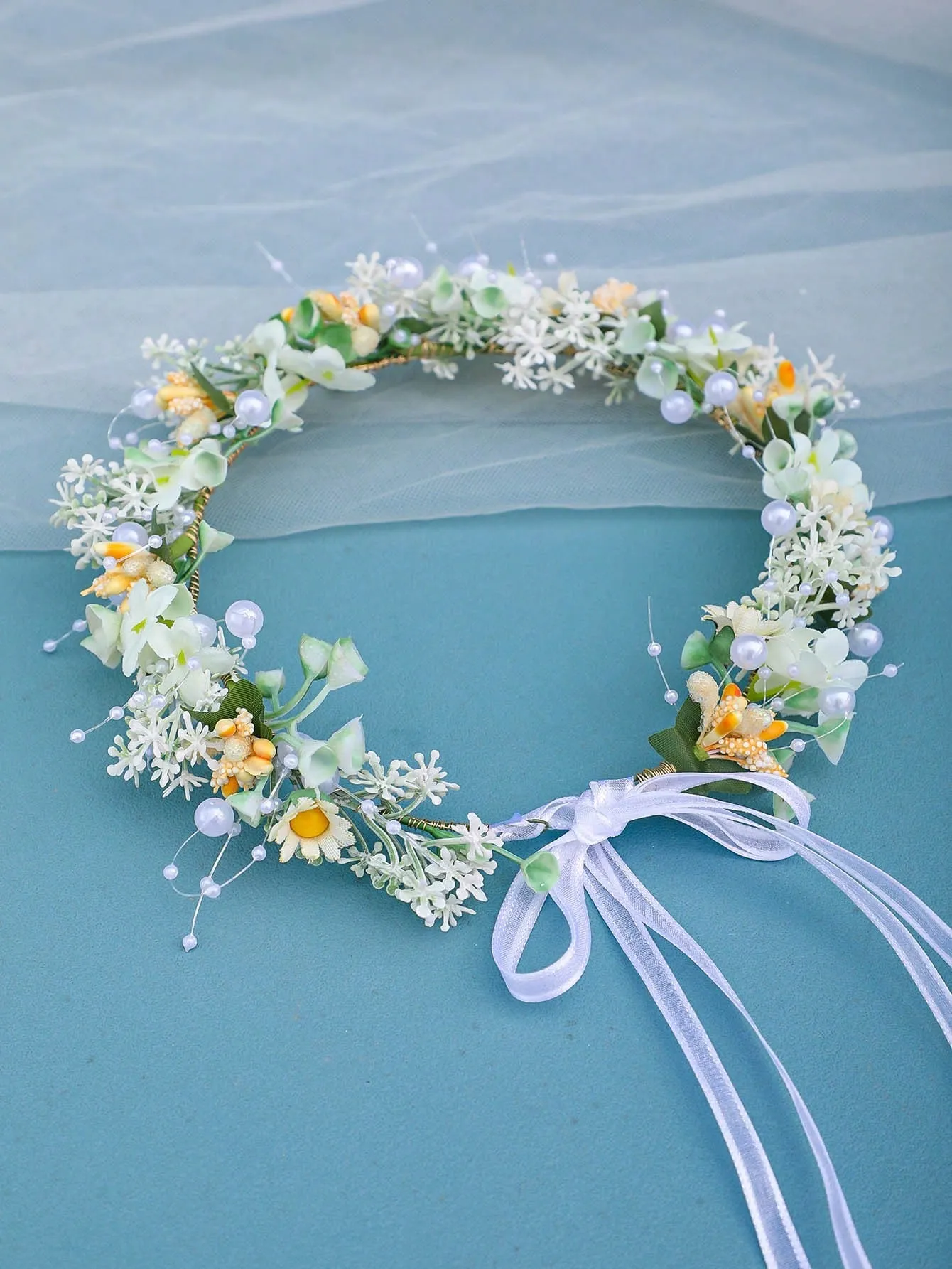 1pc Handmade Red Flower Bridal Headband With Forest Themed Pink Princess Headpiece And Cute Daisy Accessory For Bride, Flower Girl Headwear Boho Tiaras