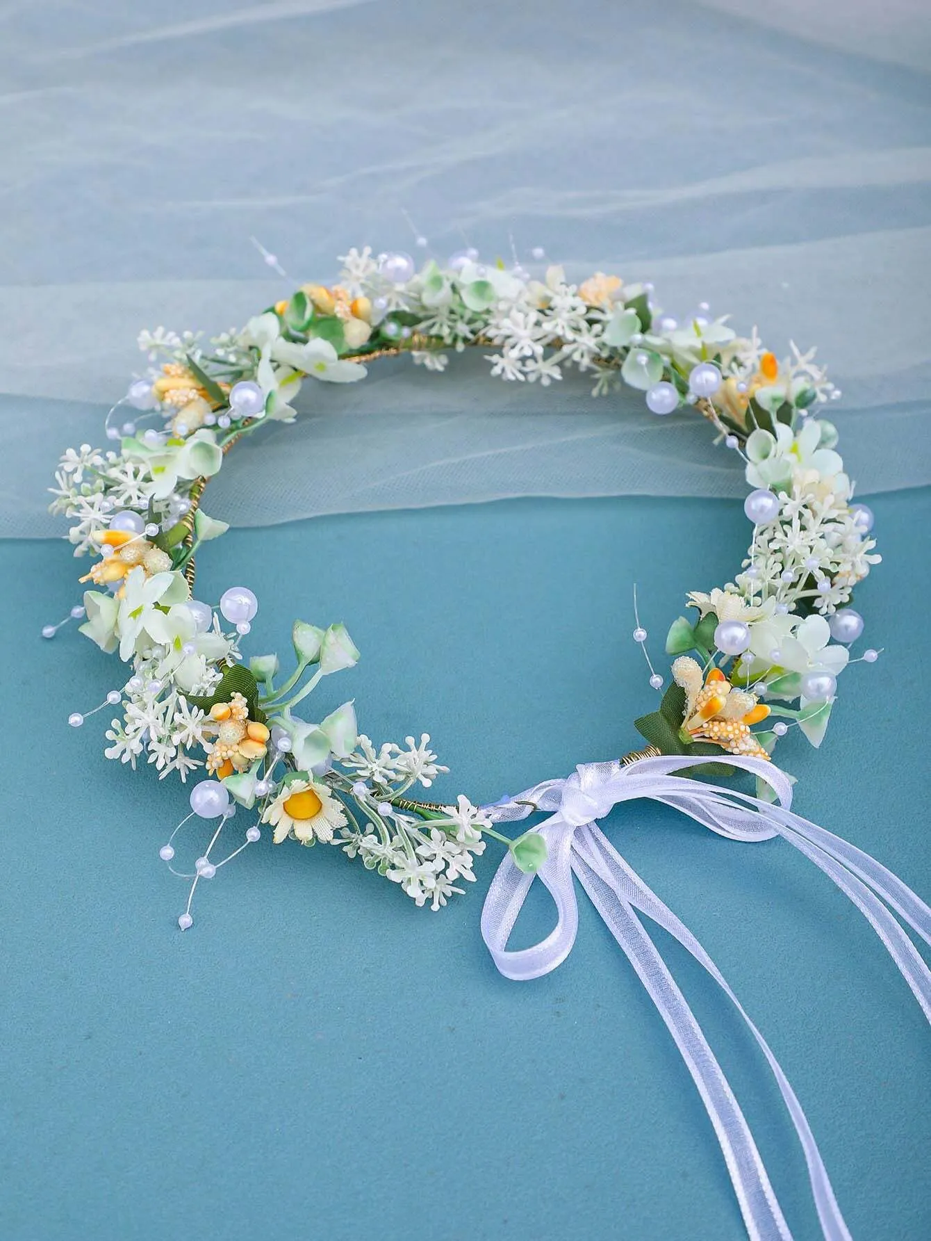 1pc Handmade Red Flower Bridal Headband With Forest Themed Pink Princess Headpiece And Cute Daisy Accessory For Bride, Flower Girl Headwear Boho Tiaras