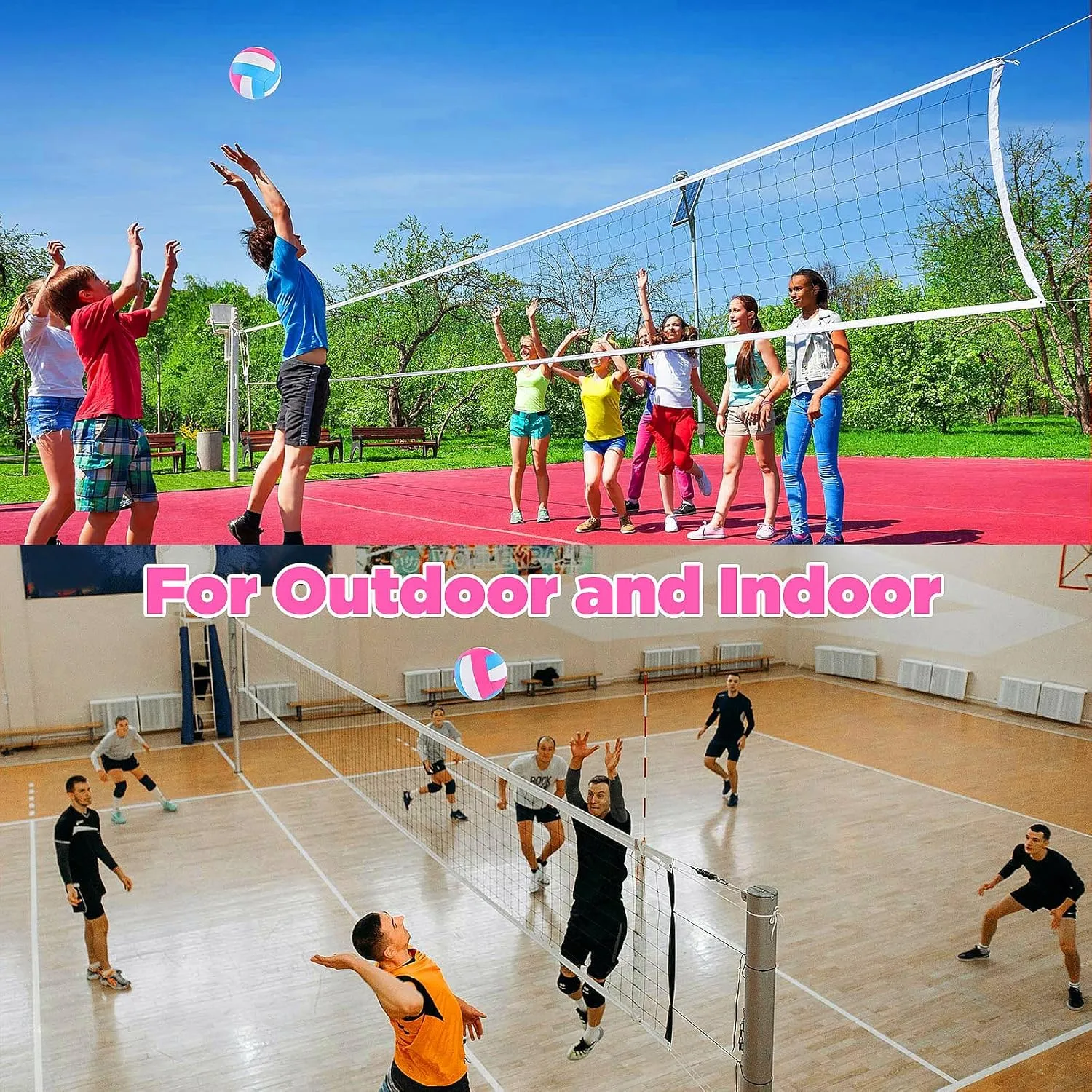 6 Pack Volleyballs Official Size 5, Waterproof Soft Bulk Recreational Volley Balls with Pump and Net Bag for Indoor Outdoor Beach Pool Water Sand Game Training Match for Beginner Teenager
