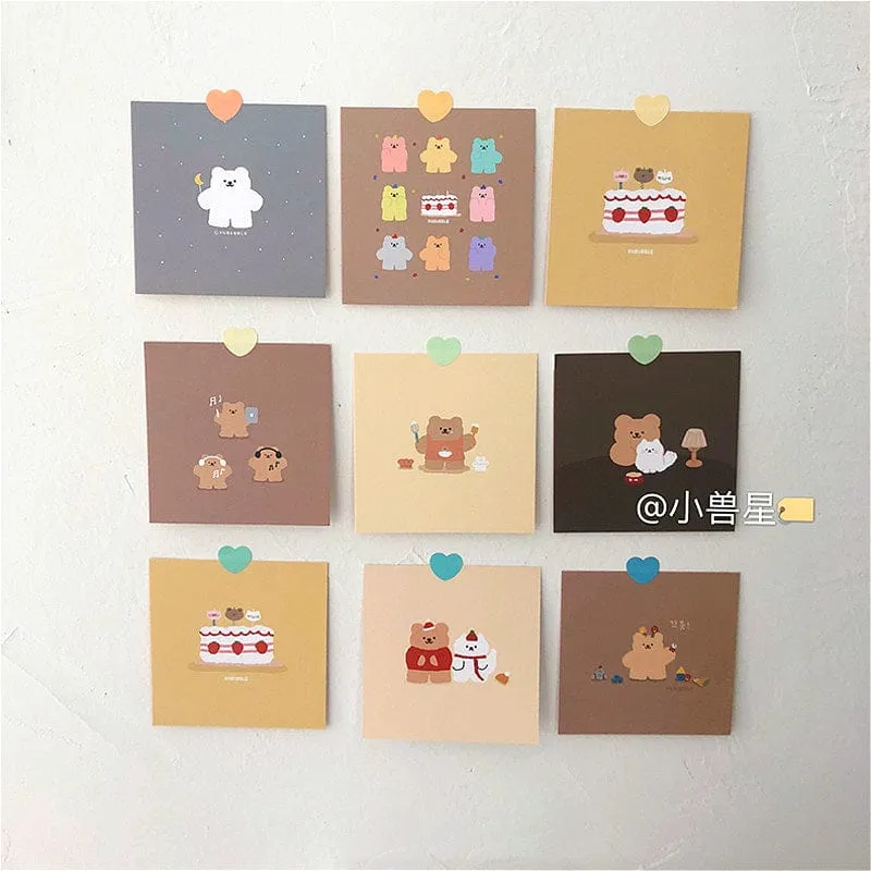 9pcs Korean Cute Cartoon Wall Cards