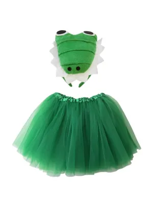 Adult Alligator Costume or Crocodile Costume - Green Tutu Skirt & Headband Set for Adult or Plus Size