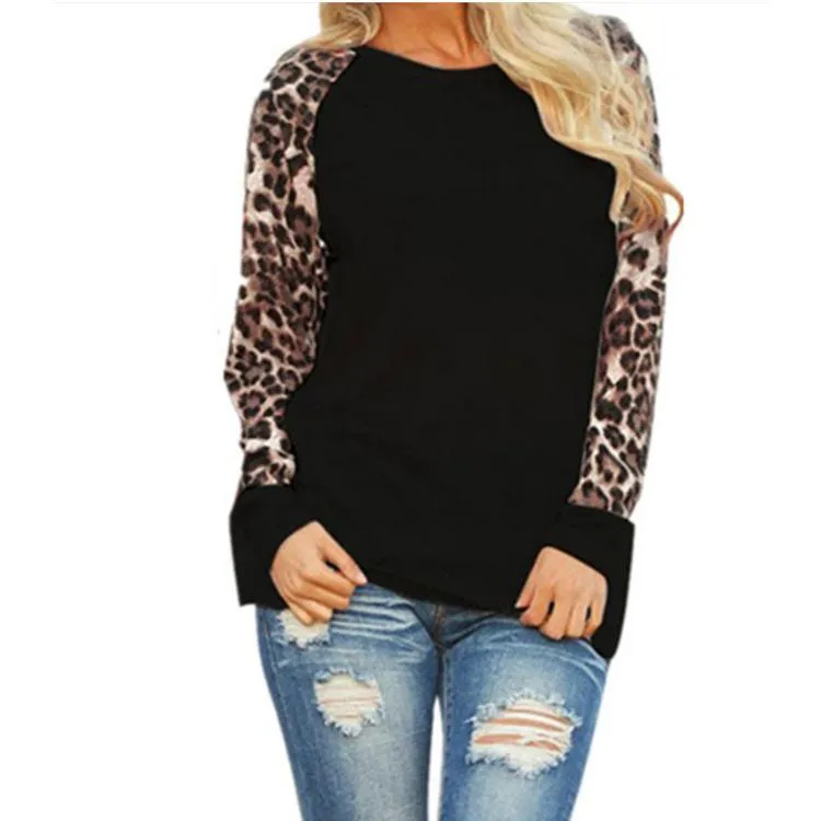 Animal Print Contrast Raglan Tee