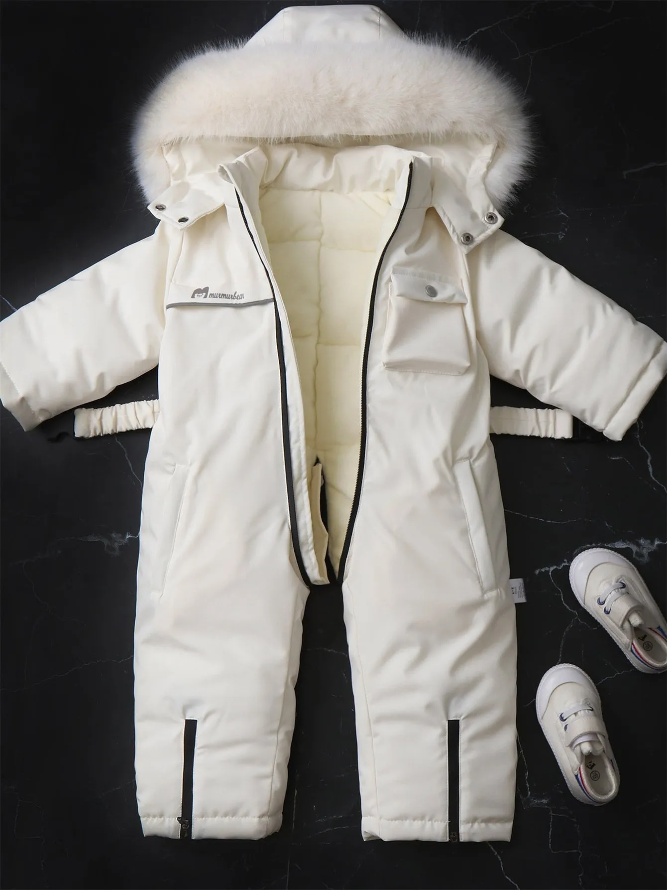 Baby Boys Girls Hooded Fleece Children Ski Suit Onesie