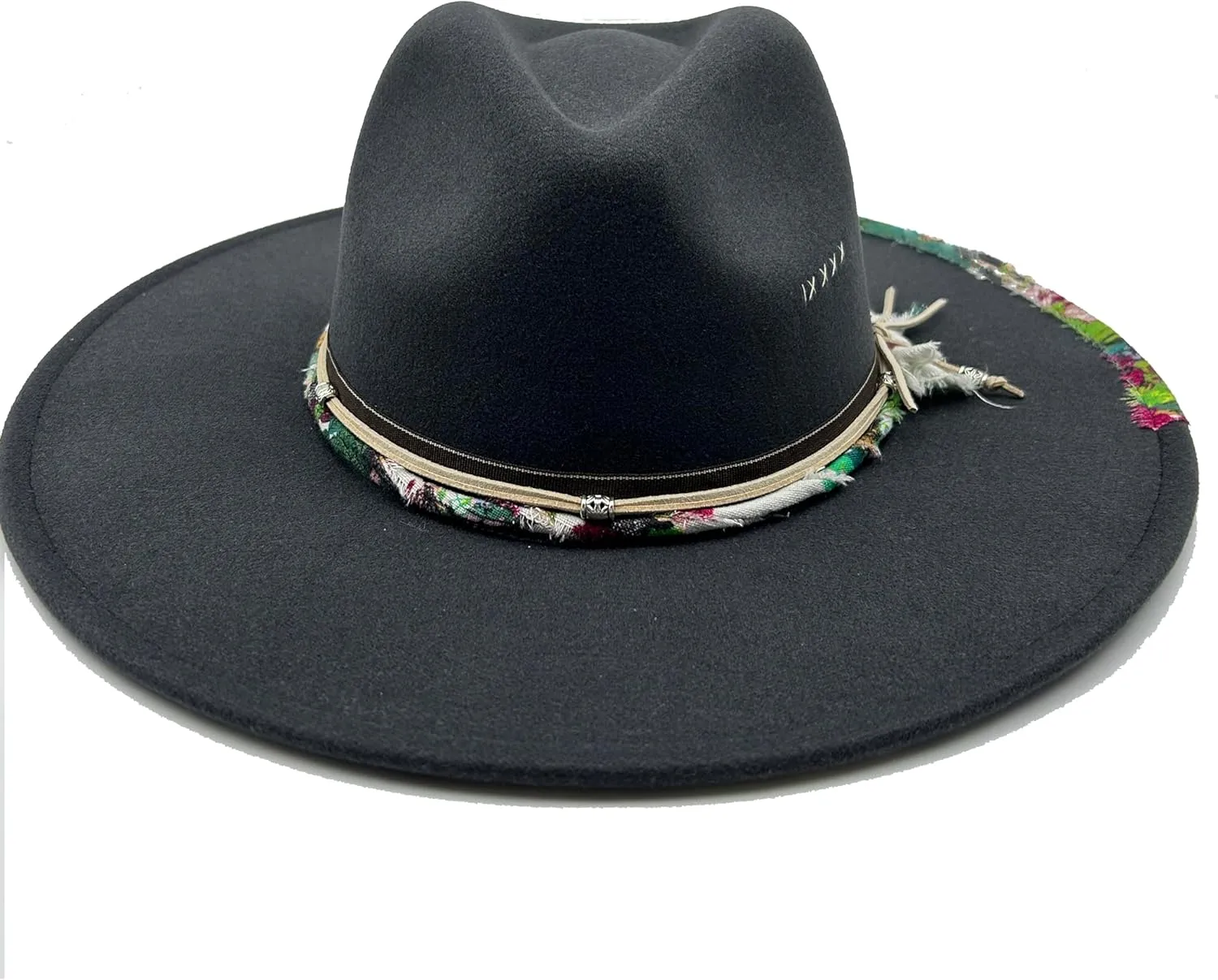 Big Wide Brim Fedora Hat for Women Man Felt Panama Hat with Band Western Outdoor hat