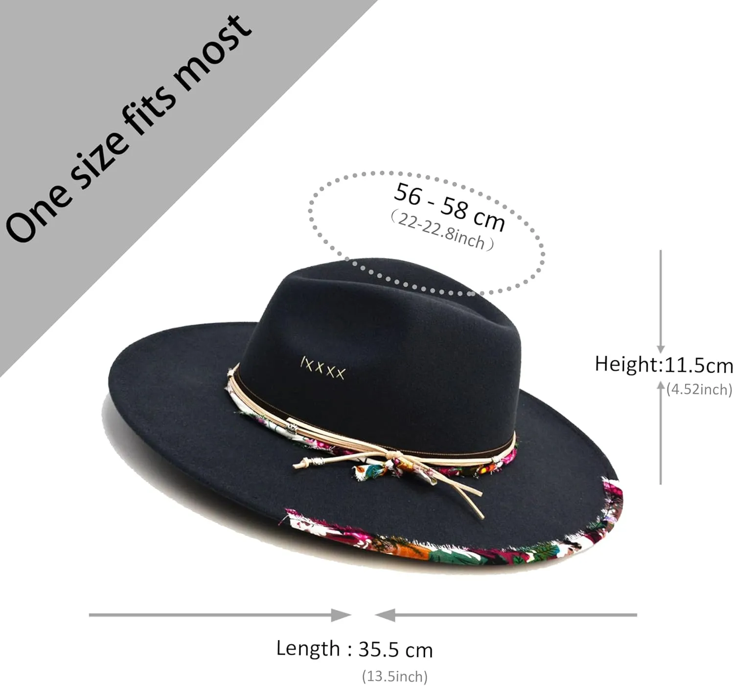 Big Wide Brim Fedora Hat for Women Man Felt Panama Hat with Band Western Outdoor hat