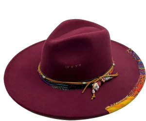 Big Wide Brim Fedora Hat for Women Man Felt Panama Hat with Band Western Outdoor hat