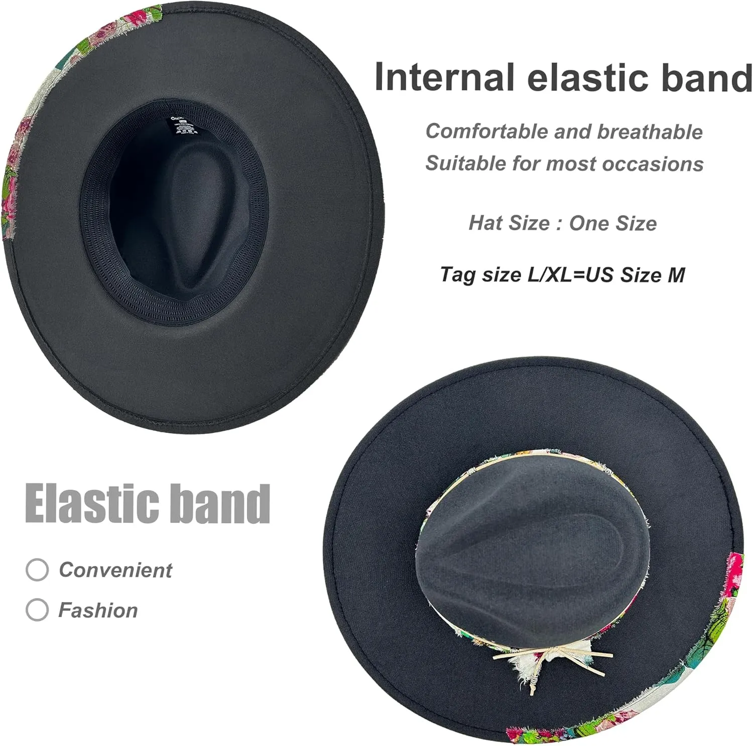 Big Wide Brim Fedora Hat for Women Man Felt Panama Hat with Band Western Outdoor hat