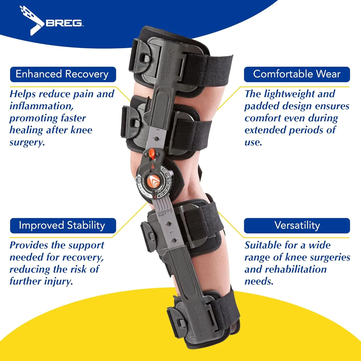 Brace Direct Breg T Scope Premier Post-Op Knee Brace: Adjustable ROM Support for ACL PCL MCL Recovery L1833 L1832, Thigh up to 30.5 in