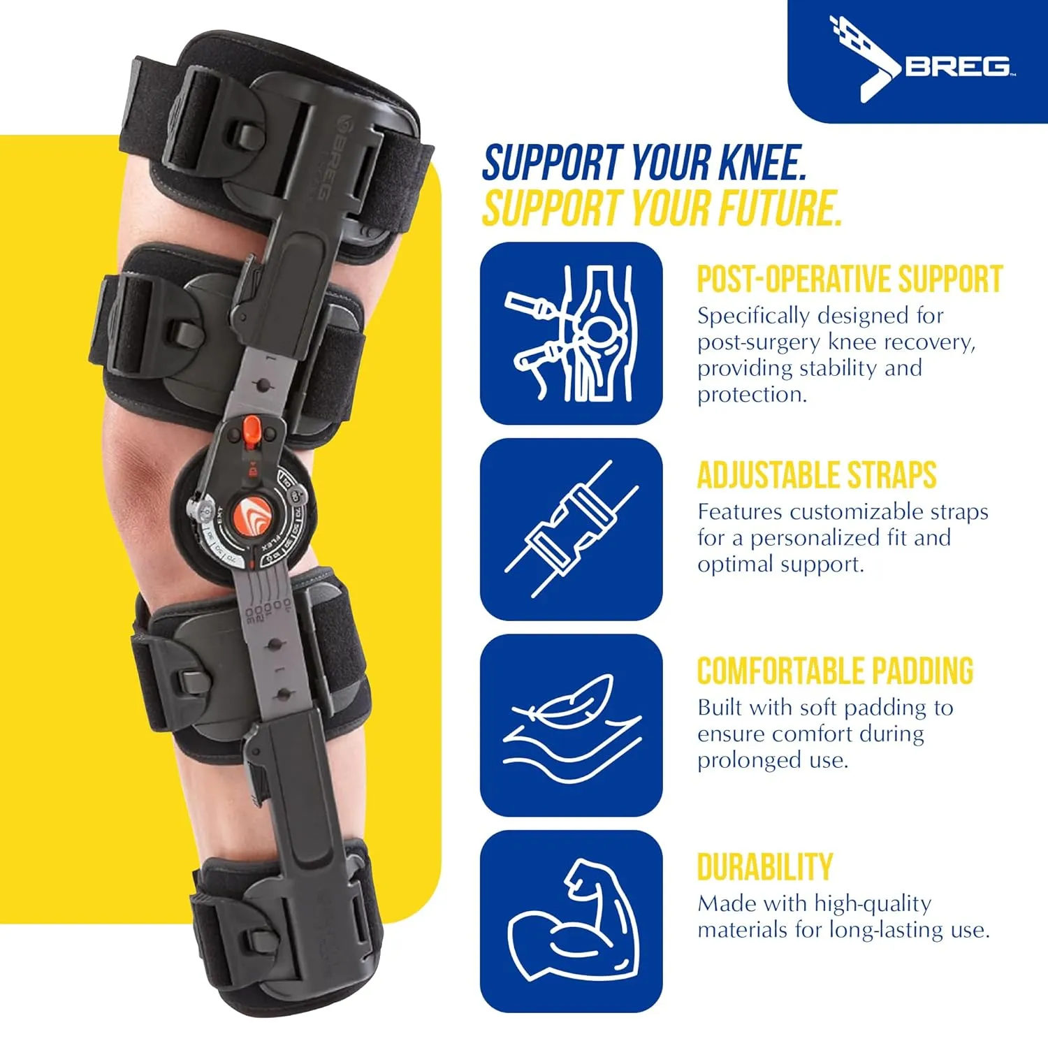 Brace Direct Breg T Scope Premier Post-Op Knee Brace: Adjustable ROM Support for ACL PCL MCL Recovery L1833 L1832, Thigh up to 30.5 in