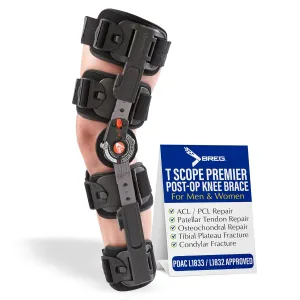 Brace Direct Breg T Scope Premier Post-Op Knee Brace: Adjustable ROM Support for ACL PCL MCL Recovery L1833 L1832, Thigh up to 30.5 in