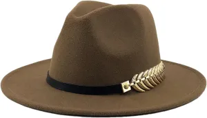 Dcvmvmn Men Women Wide Brim Wool Jazz Fedora Hats Solid Color Panama Hat Party Formal Trilby Hat