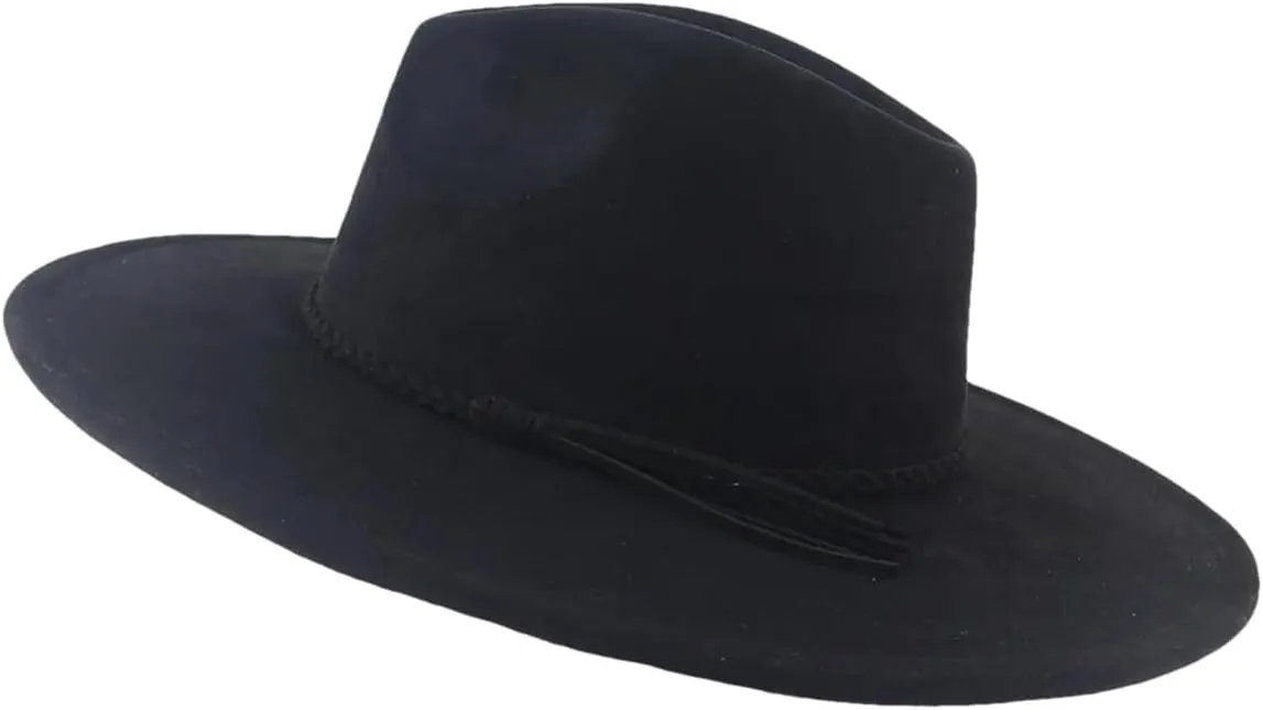 Dcvmvmn Women Men Classical Wide Brim Fedora Hat Church Jazz Hats Wedding Decorate Formal Dress Cap Black