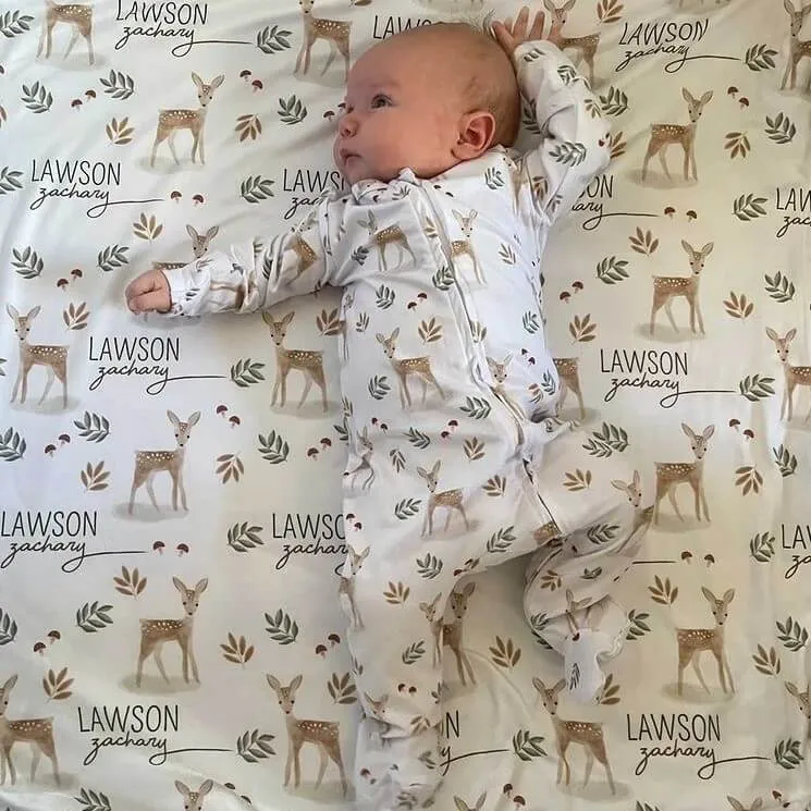 Finley's Fawn Personalized Swaddle Blanket