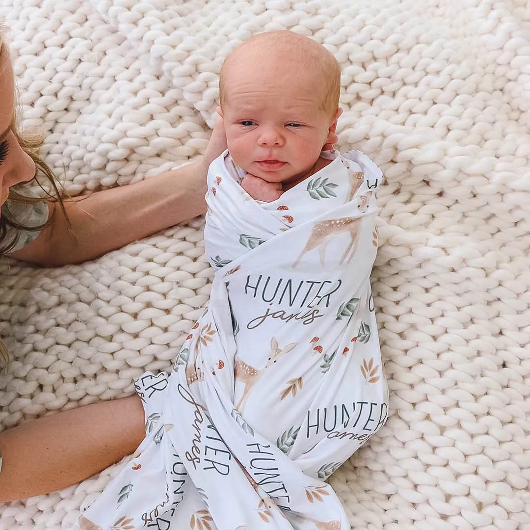 Finley's Fawn Personalized Swaddle Blanket