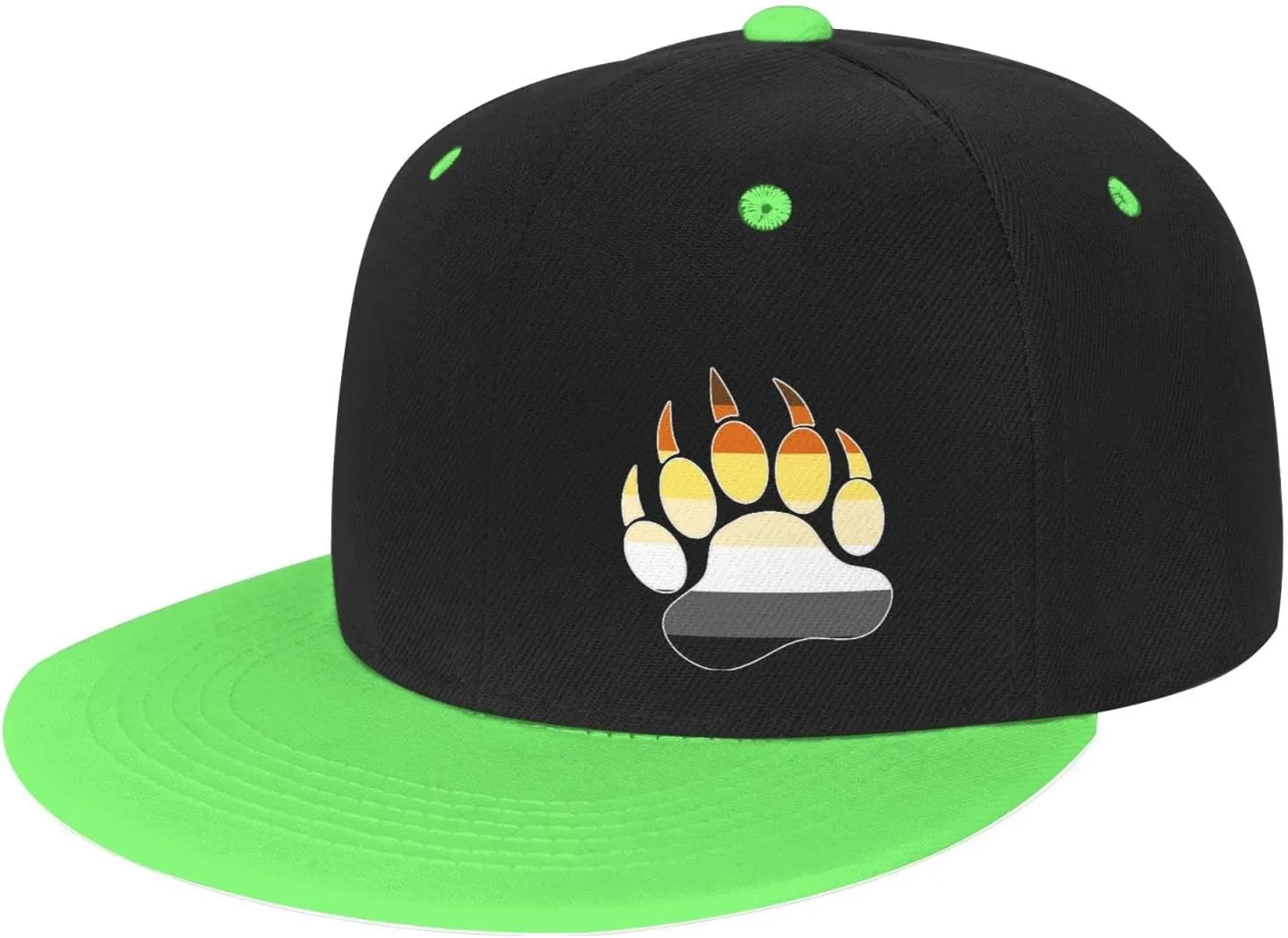 Gay Bear Pride Paw Adult Flat Brim Contrast Hip Hop Hat Flat Brim Baseball Adjustable Snapback Trucker Cap