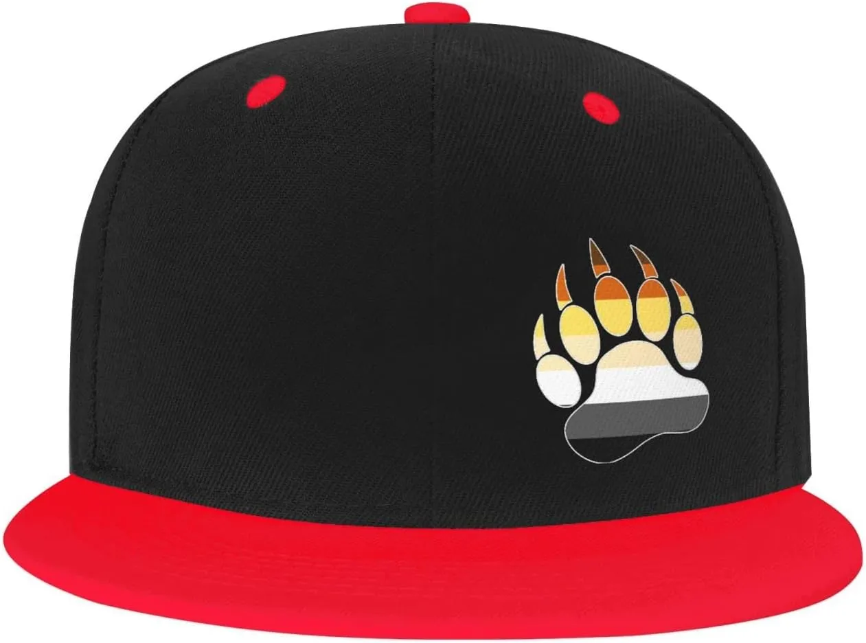 Gay Bear Pride Paw Adult Flat Brim Contrast Hip Hop Hat Flat Brim Baseball Adjustable Snapback Trucker Cap