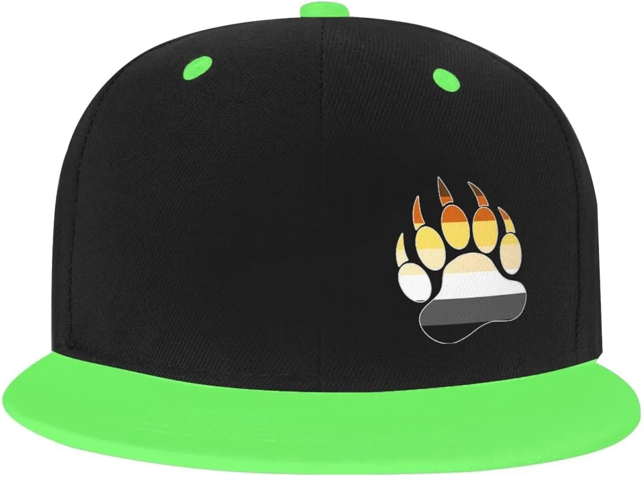 Gay Bear Pride Paw Adult Flat Brim Contrast Hip Hop Hat Flat Brim Baseball Adjustable Snapback Trucker Cap