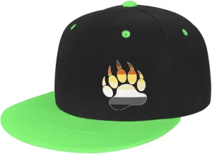 Gay Bear Pride Paw Adult Flat Brim Contrast Hip Hop Hat Flat Brim Baseball Adjustable Snapback Trucker Cap
