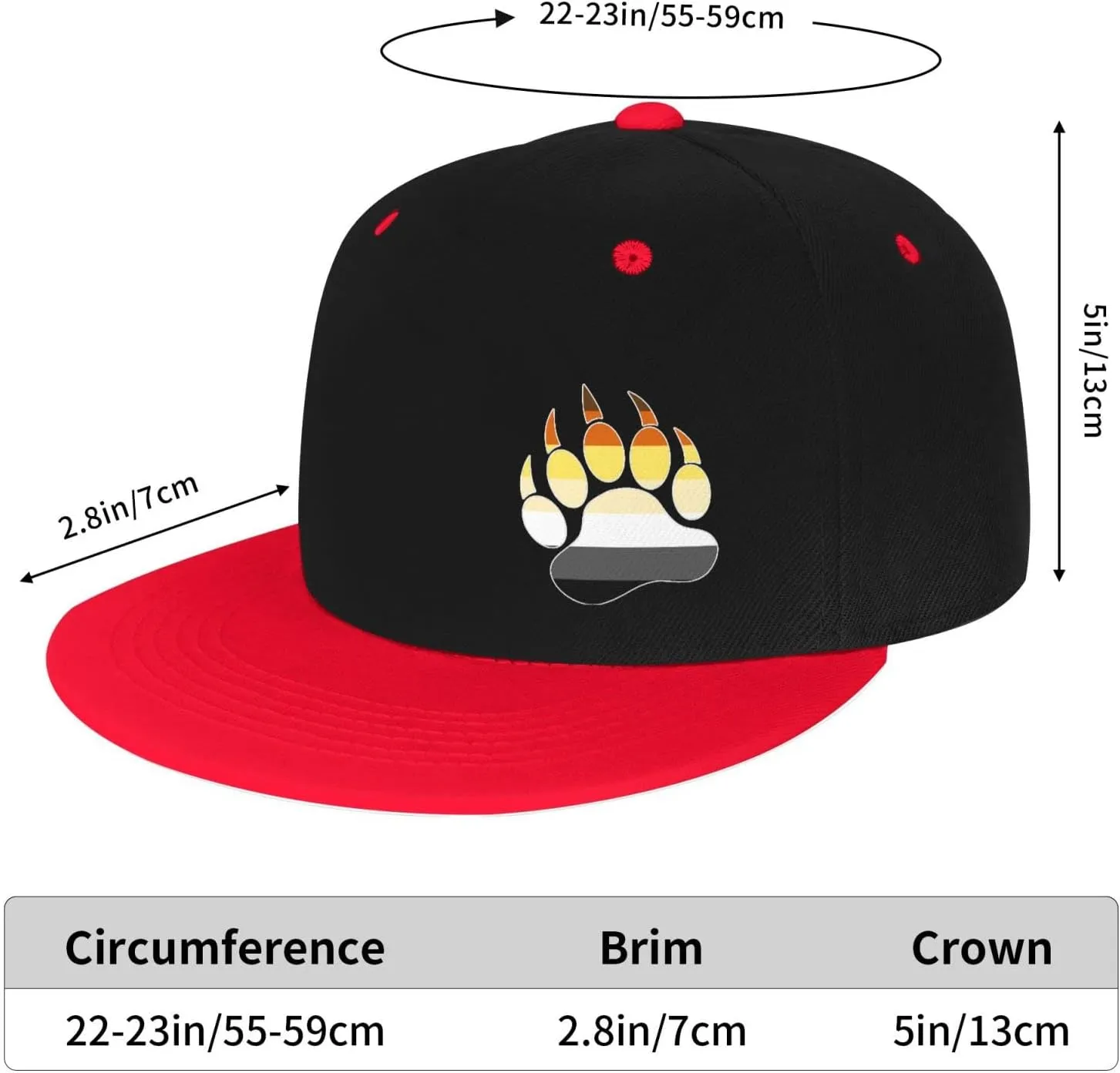 Gay Bear Pride Paw Adult Flat Brim Contrast Hip Hop Hat Flat Brim Baseball Adjustable Snapback Trucker Cap