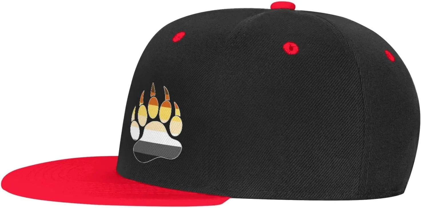 Gay Bear Pride Paw Adult Flat Brim Contrast Hip Hop Hat Flat Brim Baseball Adjustable Snapback Trucker Cap