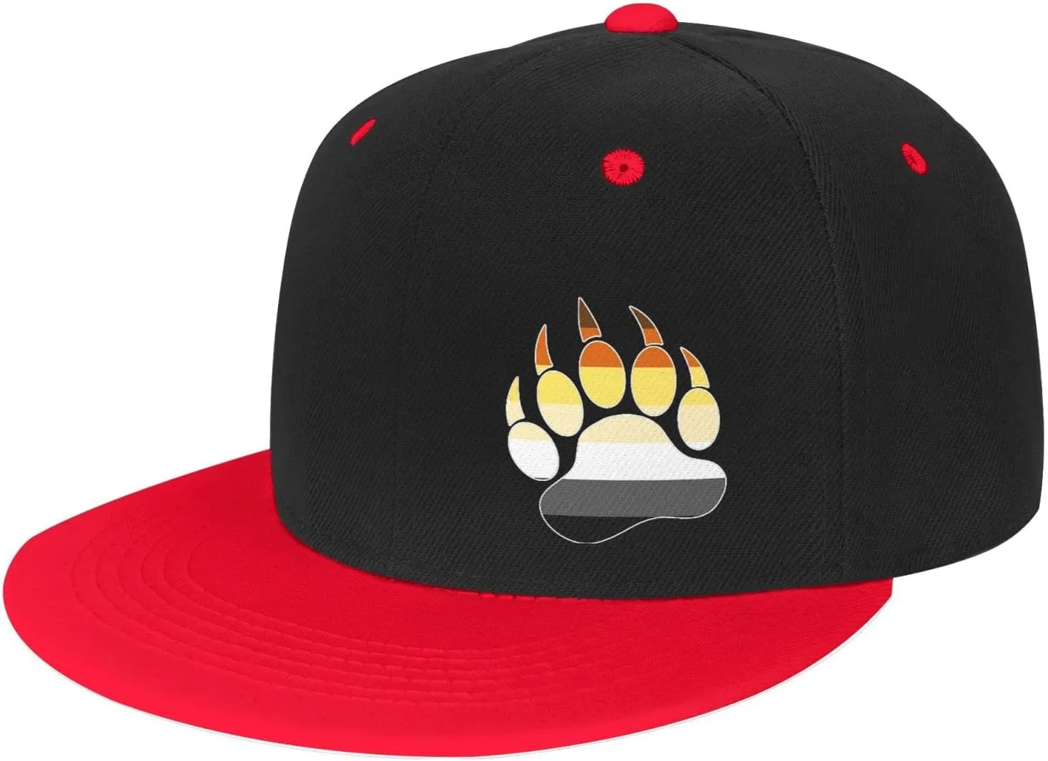 Gay Bear Pride Paw Adult Flat Brim Contrast Hip Hop Hat Flat Brim Baseball Adjustable Snapback Trucker Cap