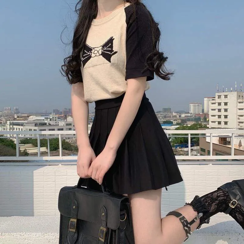 Harajuku Contrast Color Kintted Shirt