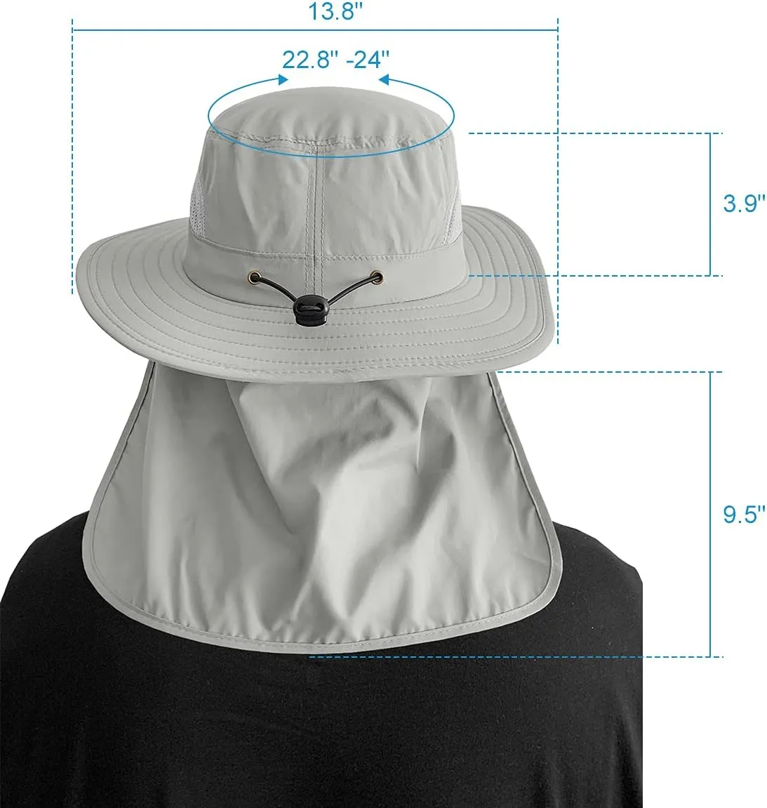 IYEBRAO 2 Pack Mens UV Protection Sun Hat with Neck Flap Summer Foldable Mesh Boonie Cap for Fishing Hiking Garden Work