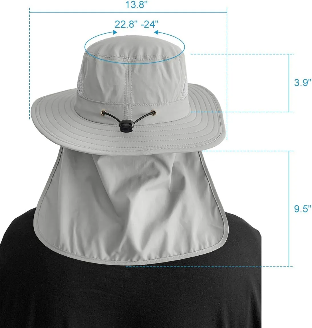 IYEBRAO 2 Pack Mens UV Protection Sun Hat with Neck Flap Summer Foldable Mesh Boonie Cap for Fishing Hiking Garden Work