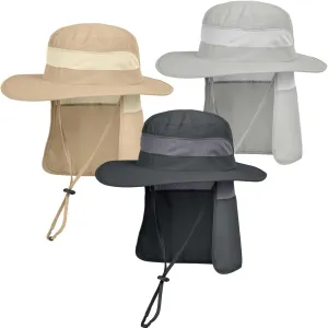 IYEBRAO 2 Pack Mens UV Protection Sun Hat with Neck Flap Summer Foldable Mesh Boonie Cap for Fishing Hiking Garden Work