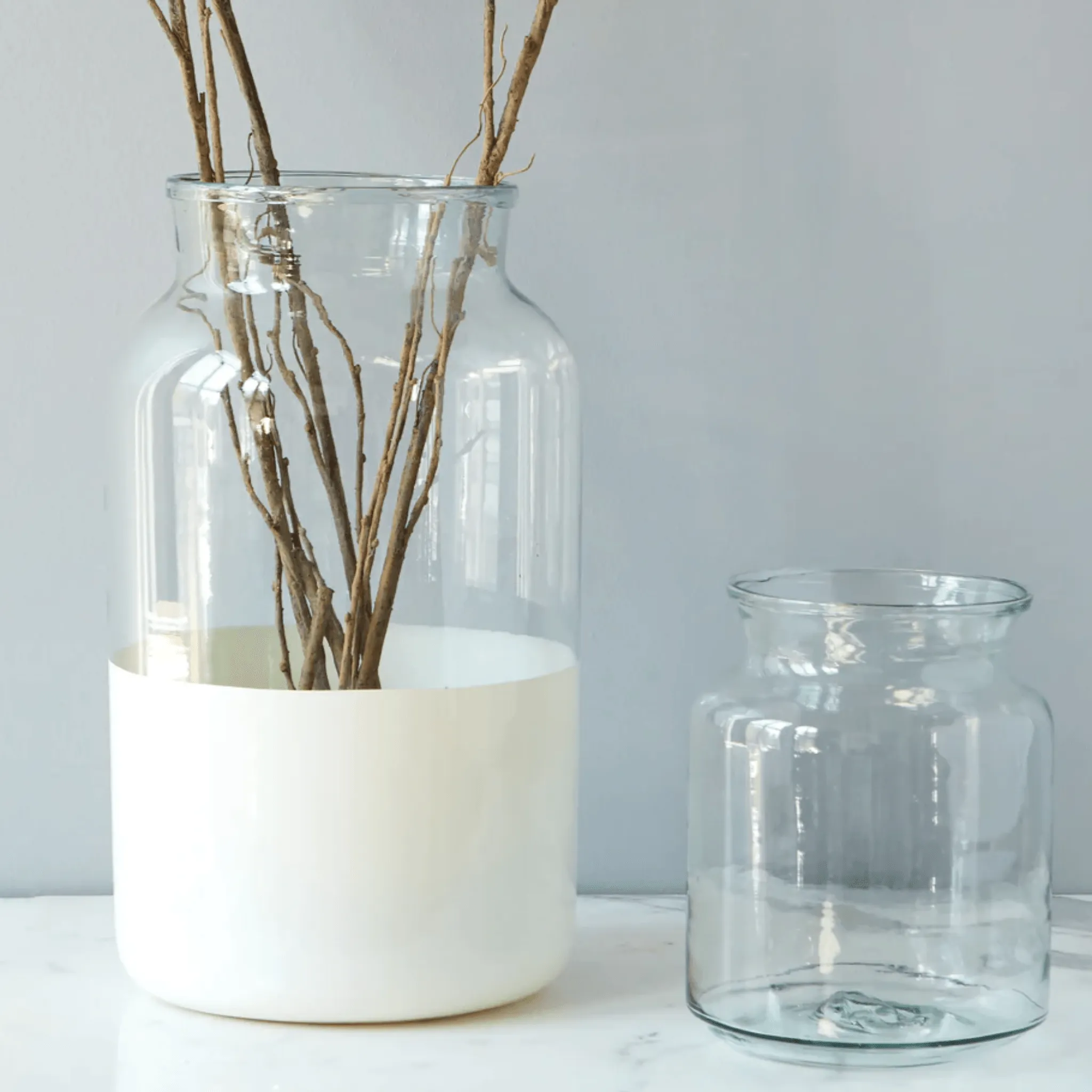 Large White Colorblock Mason Jar