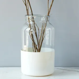 Large White Colorblock Mason Jar