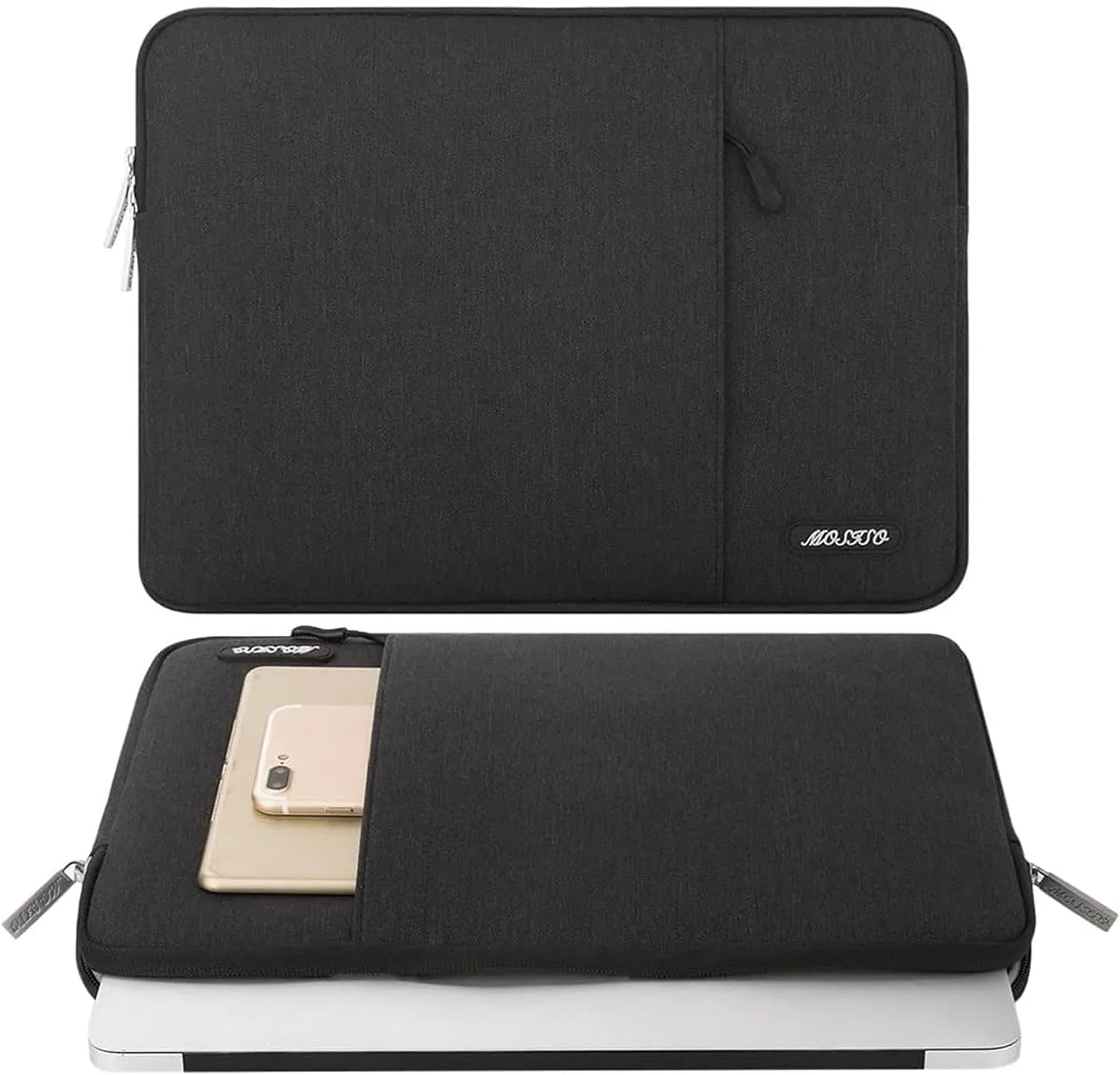 MOSISO Laptop Case 16 inch, 15-15.6 inch Laptop Sleeve Compatible with MacBook Pro 16 M4 M3 M2 M1, HP Acer Dell Lenovo ASUS Notebook, Polyester Vertical Computer Sleeve Bag with Pocket, Black