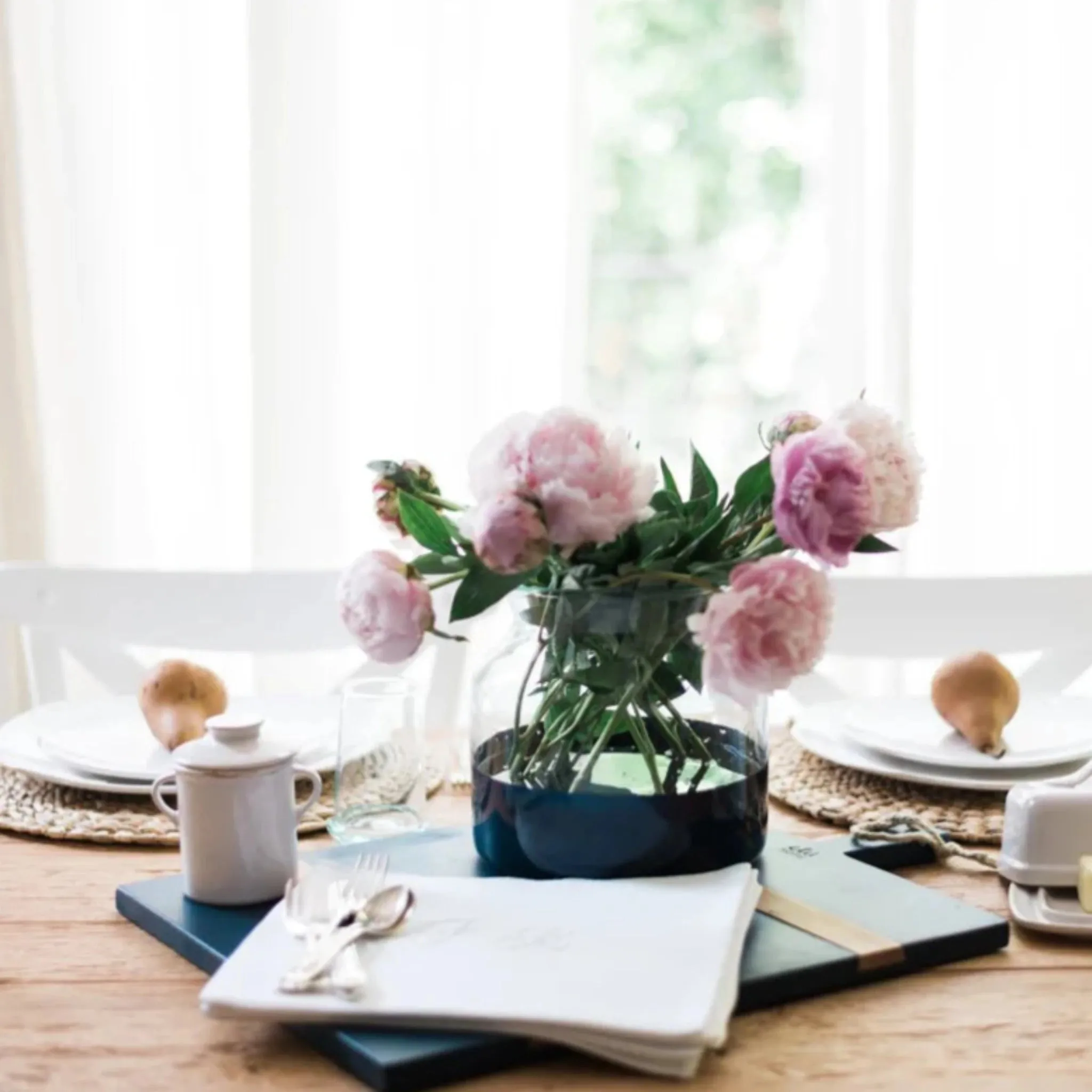Navy Colorblock Flower Vase