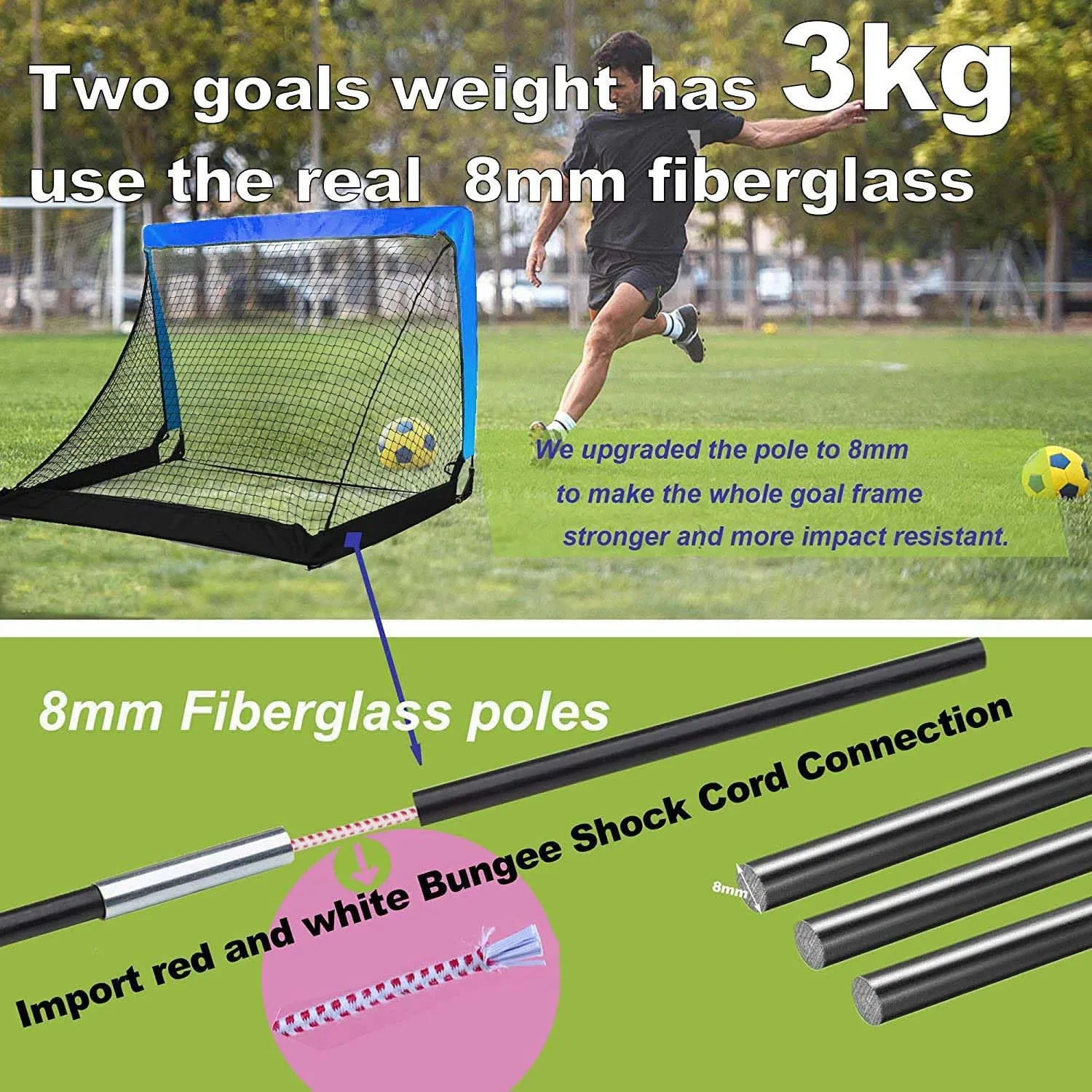 Poray Portable Soccer Goal Pop Up Soccer Net for Kids and Adults with 210D Oxford Fabric & Extra Stakes,Birthday Gift & Fun for Backyard and Soccer Training