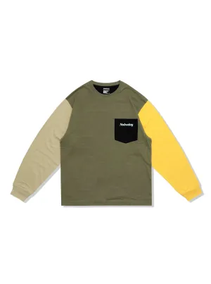 SALE🔥Nobaday VINTAGE COLOR BLOCK LONG SLEEVE TEE olive-black
