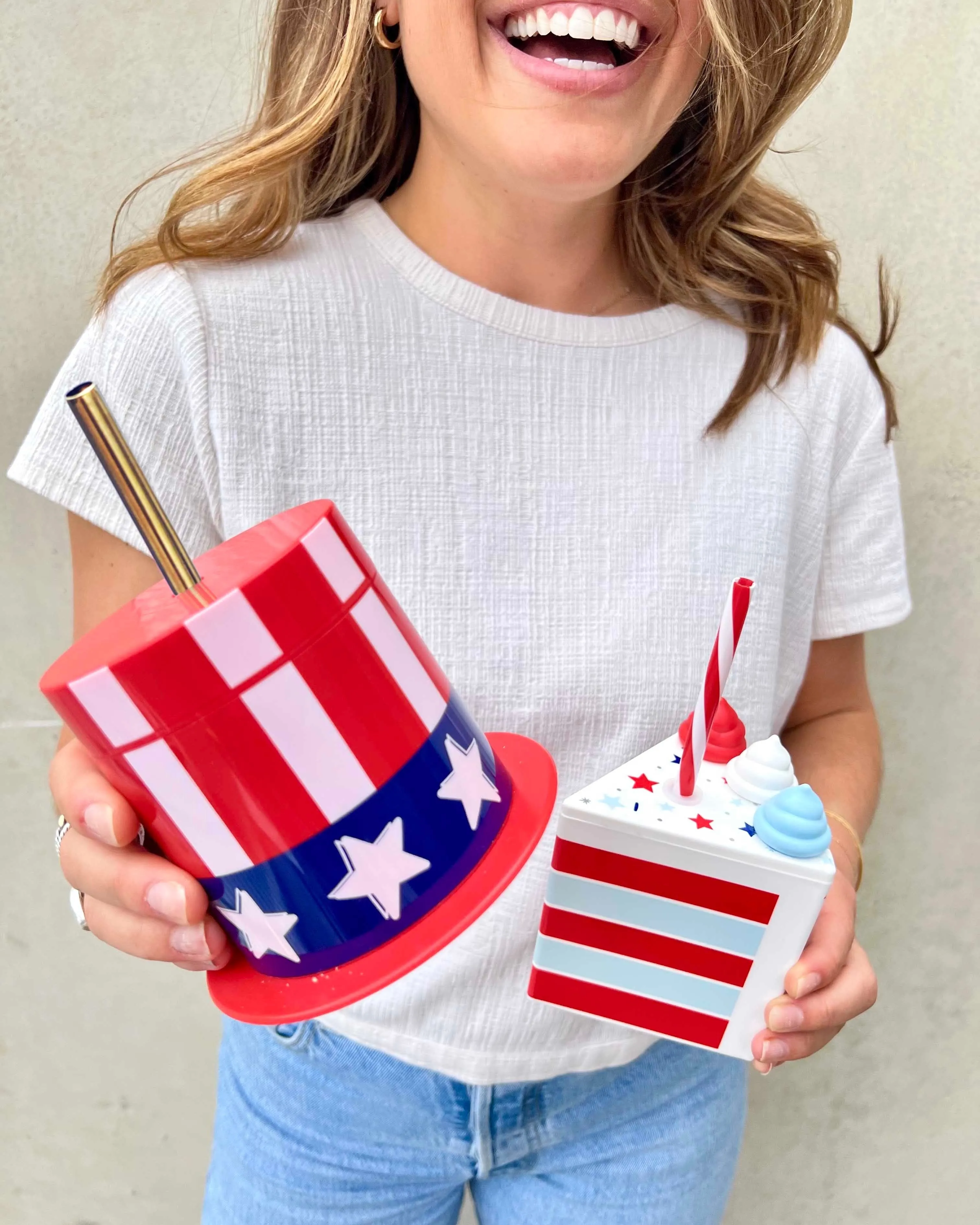 Slice Of Fun Patriotic Sipper Set with Straws