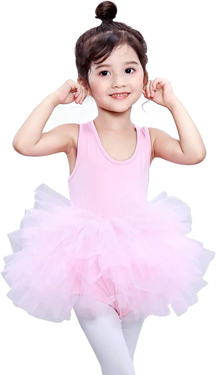 Tutu.kk Girls' Camisole Dance Tutu Leotard with Fluffy 4-Layers Ballet Dress for Ballerina (12 Months - 7 Years)
