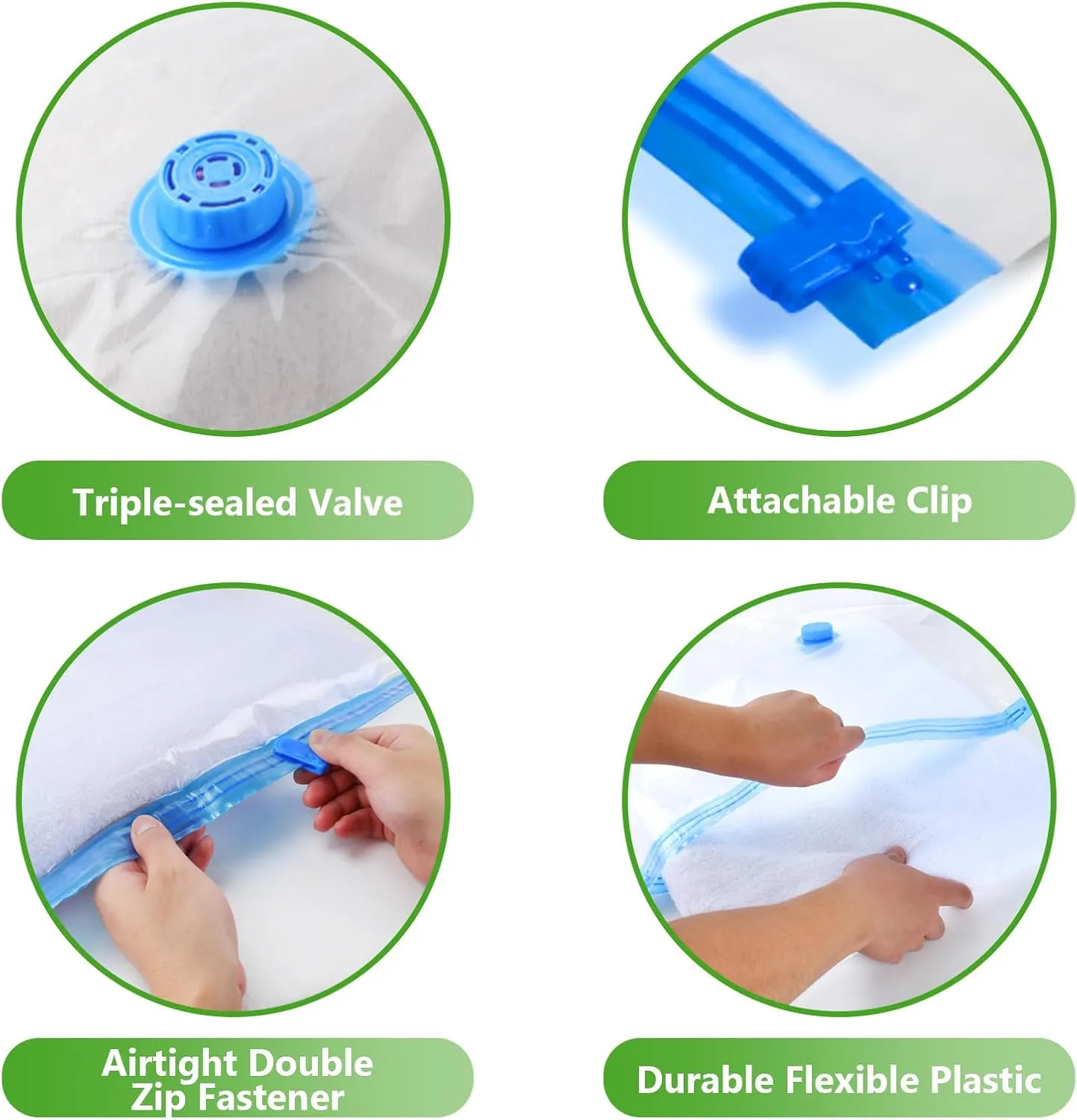 Vacuum Seal Bags for Clothing Travel, 12 Pack Space Saver Vacuum Storage Bags with Electric Pump,Portable Compression Sealer for Clothes, Blankets, Bedding & Travel,Good for Storage and Organization