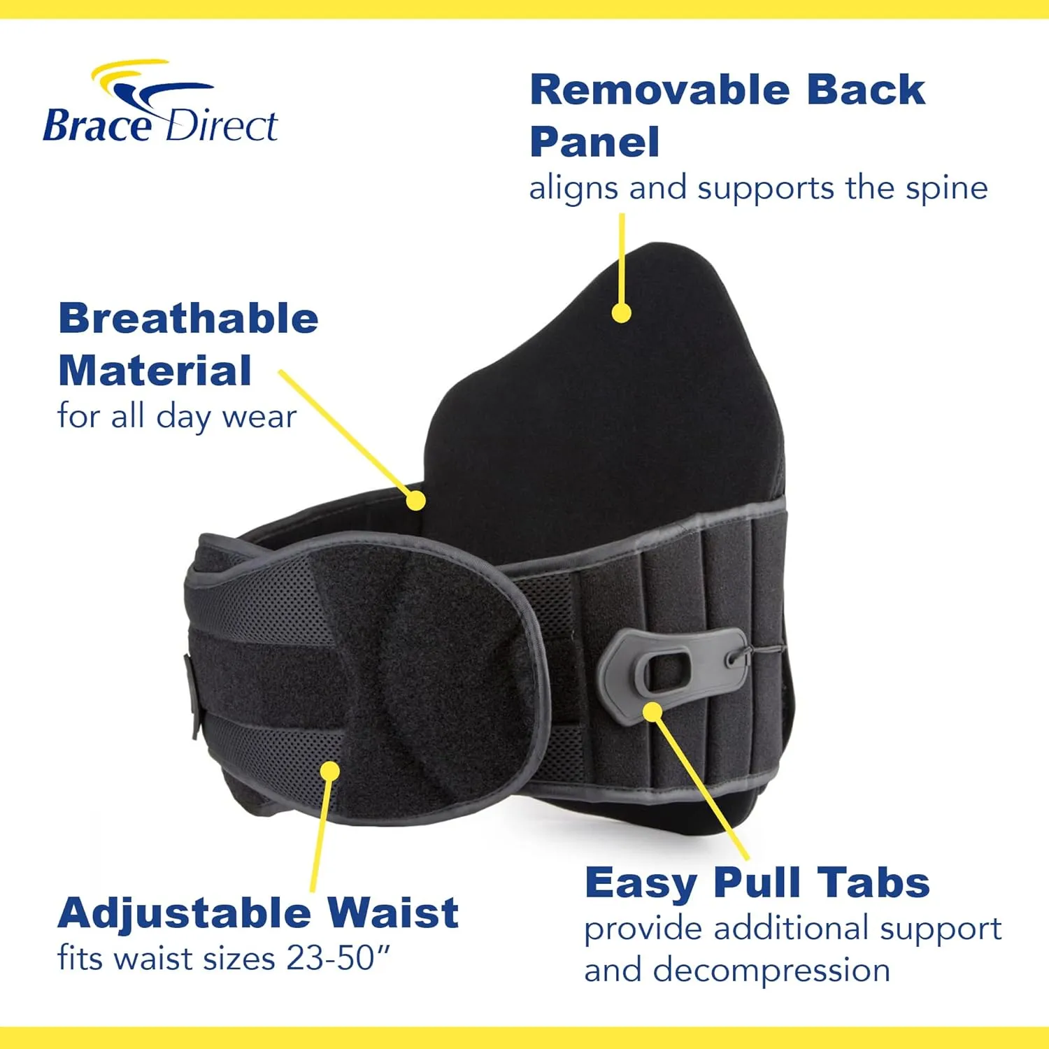 VertebrAlign LSO Lumbar Back Brace - Pain Relief for Herniated & Bulging Disc, Sciatica, Post-Op Recovery PDAC L0631/L0637/L0650/L0648 - Fits Waist 23-50 in