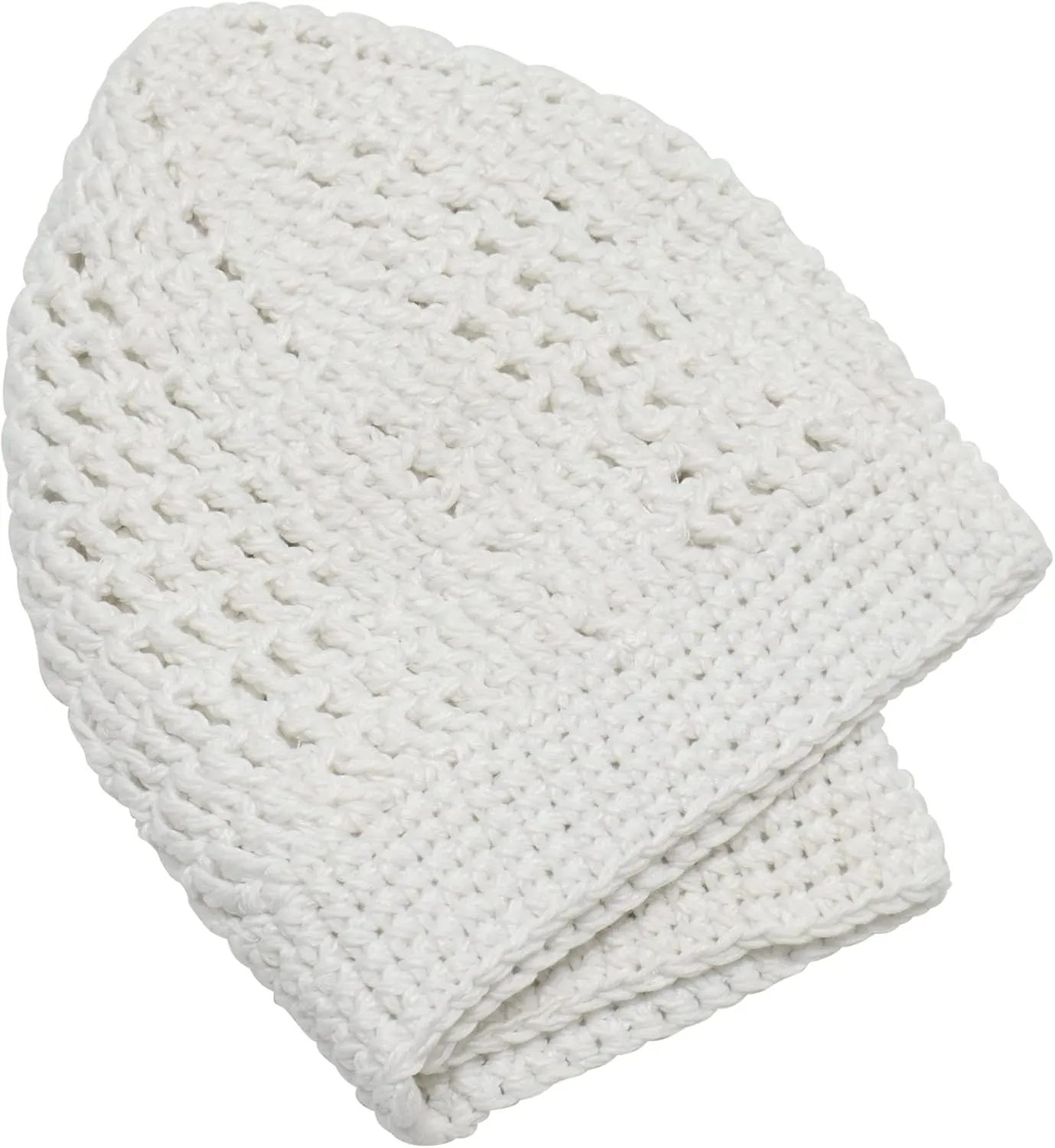 White Kufi Hat Tight & Loose Weave Mix Crocheted Comfortable Cotton Muslim Kufi Topi Skull Prayer Cap
