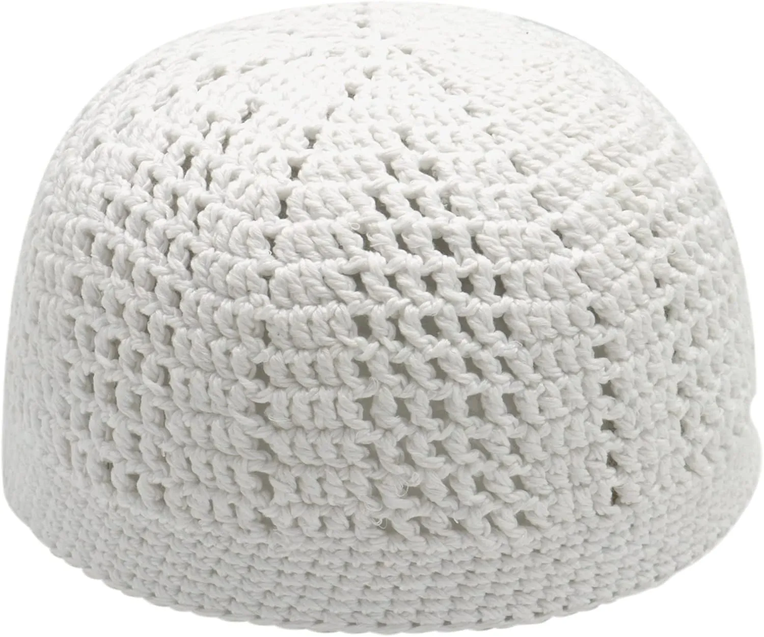 White Kufi Hat Tight & Loose Weave Mix Crocheted Comfortable Cotton Muslim Kufi Topi Skull Prayer Cap