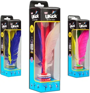 Wicked UKICK - Kick IT, HACK IT, Whack IT! Shuttlecock/Jianzi Foot Sports Toy. Customizable Feathers & Pro Discs for 6-Level Challenges! (1 Random Style Selection)