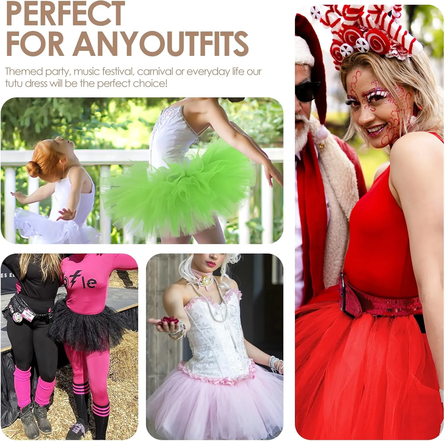 Women 5 Layers Tutu Fluffy Dance Ballet Bubble Skirt Puffy Elastic Tulle Short Skirts Halloween Christmas Costume