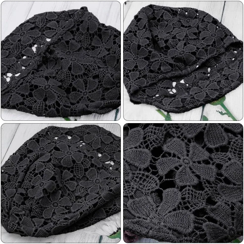 Women Fall Slouchy Crochet Beanie Hat Spring Summer Handmade Cutout Knit Skull Cap with Brim Visor