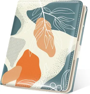 Womens Wallet, RFID Small Card Wallets for Women, Slim Thin Bifold Leather Credit Card Holder Wallet, Cute Compact Wallet Ladies Mini Purse with Zipper Coin Pocket & ID Window(Abstract Leaf)