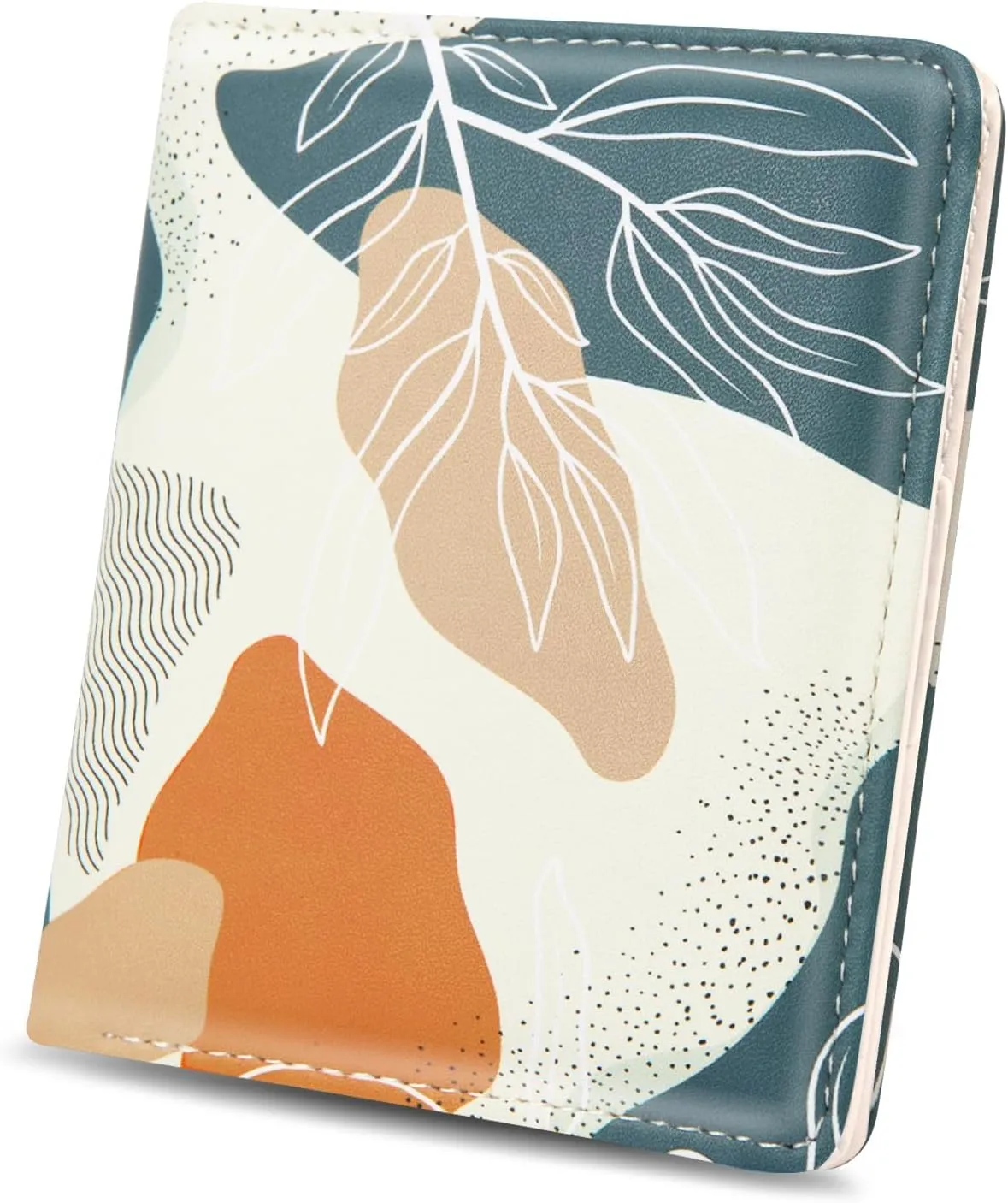 Womens Wallet, RFID Small Card Wallets for Women, Slim Thin Bifold Leather Credit Card Holder Wallet, Cute Compact Wallet Ladies Mini Purse with Zipper Coin Pocket & ID Window(Abstract Leaf)