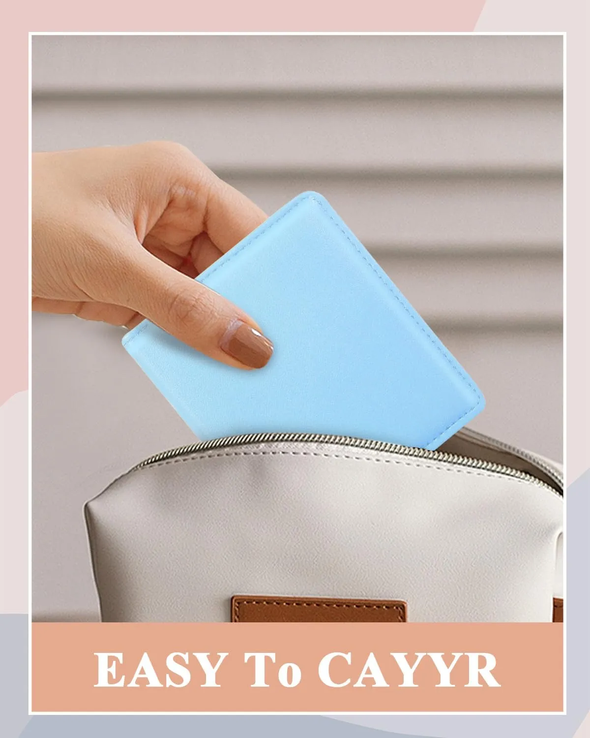 Womens Wallet, RFID Small Card Wallets for Women, Slim Thin Bifold Leather Credit Card Holder Wallet, Cute Compact Wallet Ladies Mini Purse with Zipper Coin Pocket & ID Window(Blue)